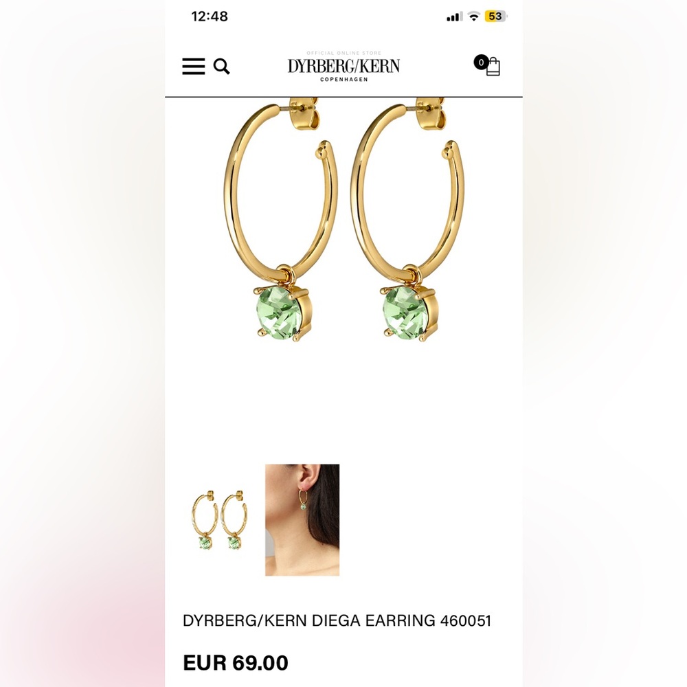 Dyrberg Kern Swarovski Crystal Hoop Earrings -Black Friday Sale-only1 - Picture 5 of 5